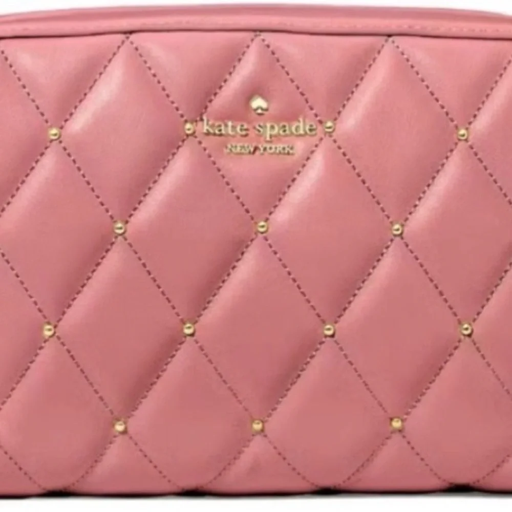 Kate Spade Carey Chain Crossbody Camera Bag Quilted Studded Gold Chain
